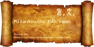 Milankovics Kármen névjegykártya